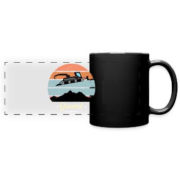 Snow Groomer Vintage Snow Vehicles Retro Sunset - Full Colour Panoramic Mug - black - Front