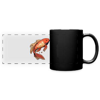 Koi Fish Japanese Carp Pond - Full Colour Panoramic Mug - black - Front