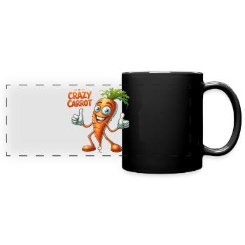 Crazy Veggies: Young Carrot Thumbs Up - Panorama-Tasse farbig - Schwarz - Vorne