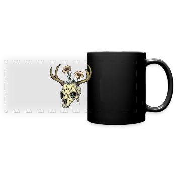 Wendigo Blumen Schädel Wild - Panorama-Tasse farbig - Schwarz - Vorne