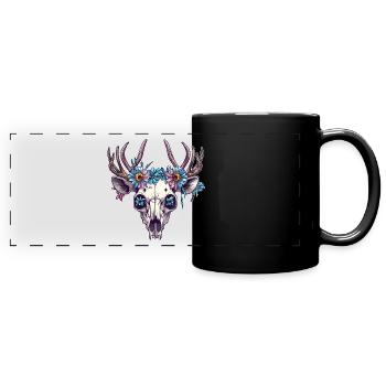 Wendigo Blumen Schädel Wild - Panorama-Tasse farbig - Schwarz - Vorne