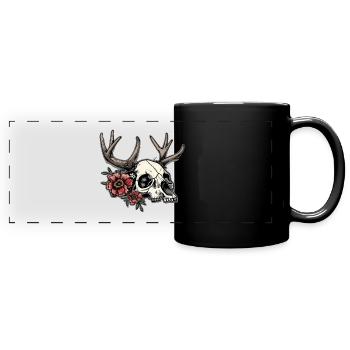 Wendigo Blumen Schädel Wild - Panorama-Tasse farbig - Schwarz - Vorne