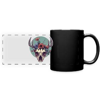 Wendigo Blumen Schädel Wild - Panorama-Tasse farbig - Schwarz - Vorne