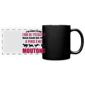 I think of my sheep - Full Colour Panoramic Mug - black - Front