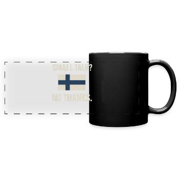 Finland Flag. Small talk - Full Colour Panoramic Mug - black - Front
