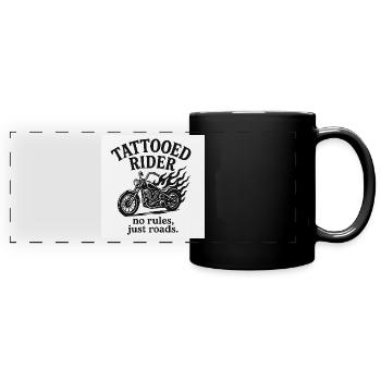 Tattooed Rider Motorrad Design - Panorama-Tasse farbig - Schwarz - Vorne
