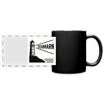 Fehmarn - Panorama-Tasse farbig - Schwarz - Vorne