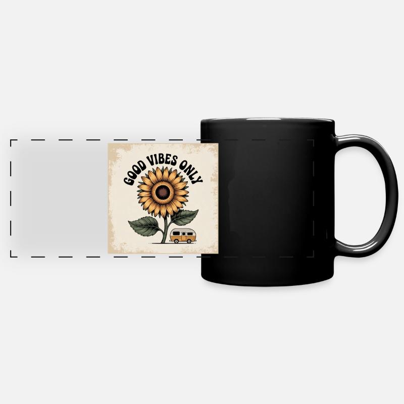 Fleur de tournesol avec un message positif - Mug panoramique uni - noir