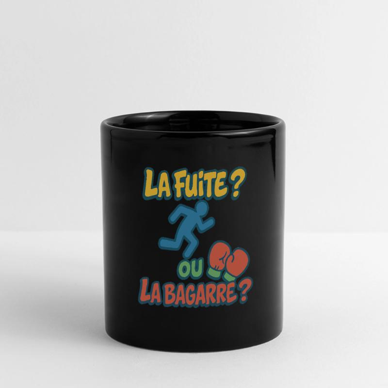 Flucht oder Kampf Panorama-Tasse farbig