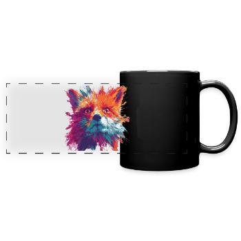Intense_Fox_Face_Abstract_Painting - Panorama-Tasse farbig - Schwarz - Vorne