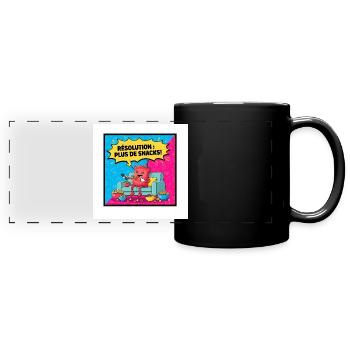 Popcorn Zeichnung Snack Party - Panorama-Tasse farbig - Schwarz - Vorne