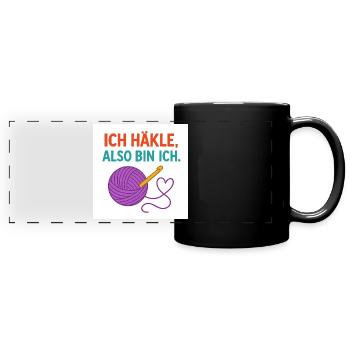 I crochet, therefore I am - Full Colour Panoramic Mug - black - Front