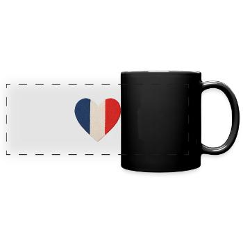 Tricolor blue, white red heart - Full Colour Panoramic Mug - black - Front