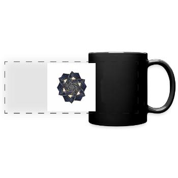 Golden Spiral Rosette Navy - Full Colour Panoramic Mug - black - Front