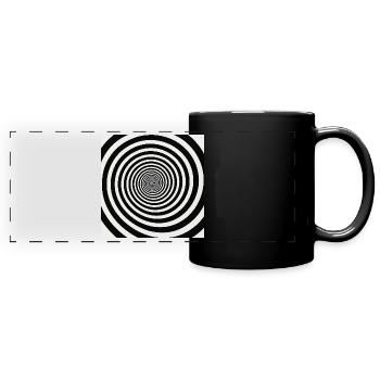 Hypnotic black and white spiral - Full Colour Panoramic Mug - black - Front
