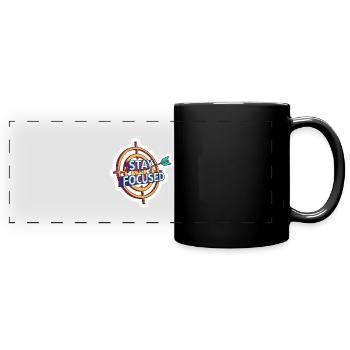 Fokussiert bleiben Bogenschießziel - Panorama-Tasse farbig - Schwarz - Vorne