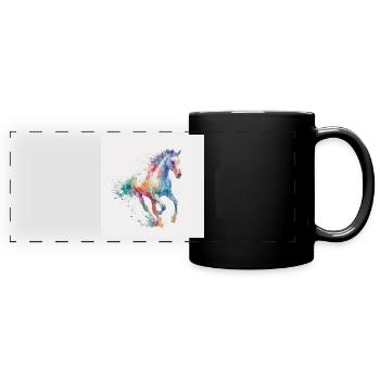 Regenbogenpferd Aquarell-Burst - Panorama-Tasse farbig - Schwarz - Vorne