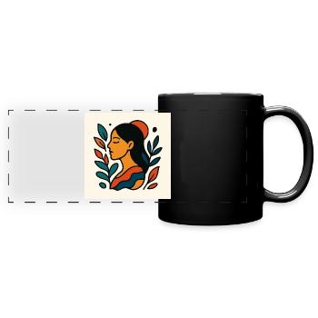 Colorful Portrait with Foliage - Full Colour Panoramic Mug - black - Front