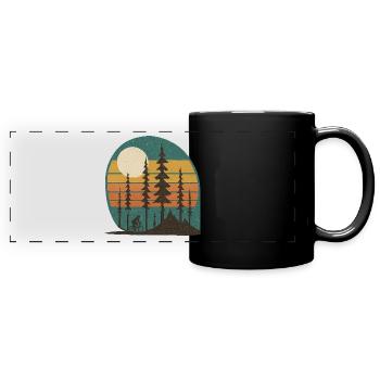 Waldsonne Radfahrer Retro-Landschaft geschenkidee  - Panorama-Tasse farbig - Schwarz - Vorne