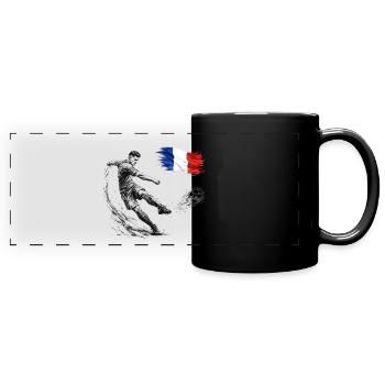 Tir de football dynamique avec le drapeau français - Mug panoramique uni - noir - Devant