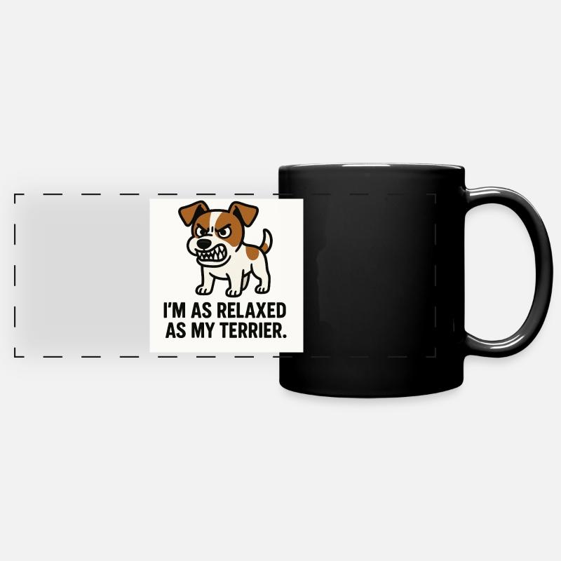 Terrier saying: Calm as my dog - Full Colour Panoramic Mug - black