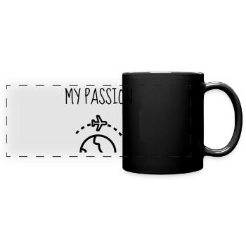 Reisen / Reisende / Urlaub / Tourismus - Panorama-Tasse farbig - Schwarz - Vorne