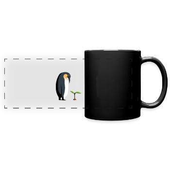 Penguin with plant - Full Colour Panoramic Mug - black - Front