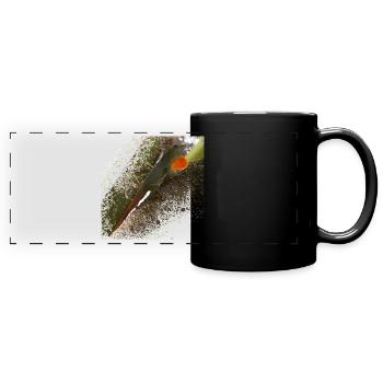 Vagues de lézard visibles avec son sac de gorge - Mug panoramique uni - noir - Devant