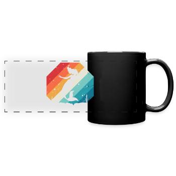 Meerjungfrau - Panorama-Tasse farbig - Schwarz - Vorne
