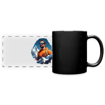 Bergsteiger vintage illustration klettern Mann - Panorama-Tasse farbig - Schwarz - Vorne