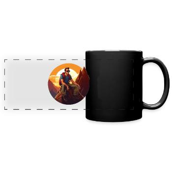 Bergsteiger vintage illustration klettern Mann - Panorama-Tasse farbig - Schwarz - Vorne