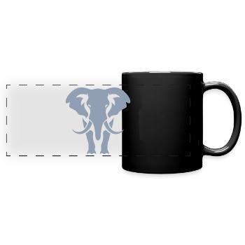 Elephant Silhouette White Logo - Full Colour Panoramic Mug - black - Front