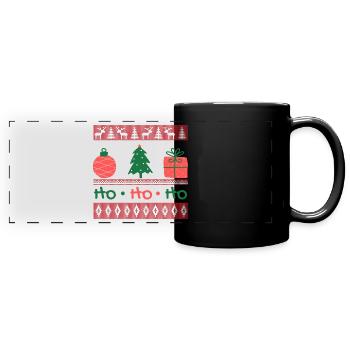 Hässlicher Weihnachtspullover - Frohe Weihnachten - Panorama-Tasse farbig - Schwarz - Vorne