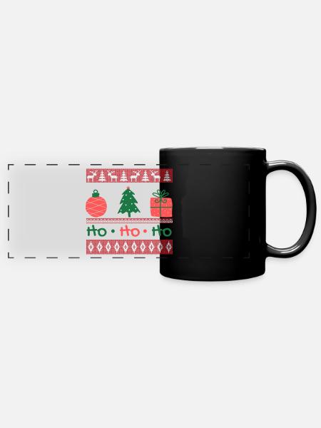 Hässlicher Weihnachtspullover - Frohe Weihnachten - Panorama-Tasse farbig - Schwarz
