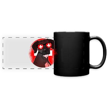 Schweiz - Panorama-Tasse farbig - Schwarz - Vorne