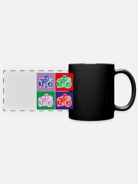 Pop Art Kamera - Panorama-Tasse farbig - Schwarz