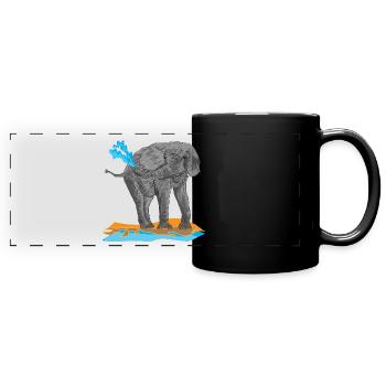 Elefant Rüssel Dickhäuter Afrika Elfenbein Kenia - Panorama-Tasse farbig - Schwarz - Vorne