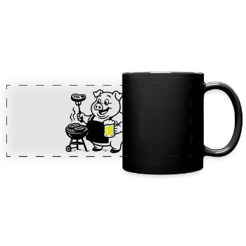 Porc Griller Bière - Mug panoramique uni - noir - Devant