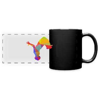 Colorful rainbow parkour runner in backflip sport - Full Colour Panoramic Mug - black - Front