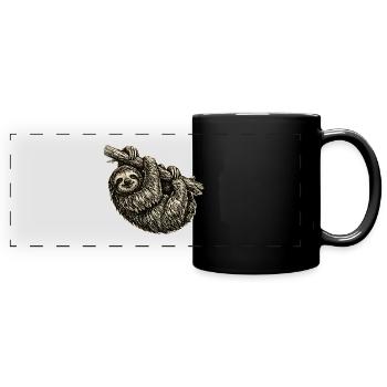 Faultier Illustration im Vintage-Stil - Panorama-Tasse farbig - Schwarz - Vorne