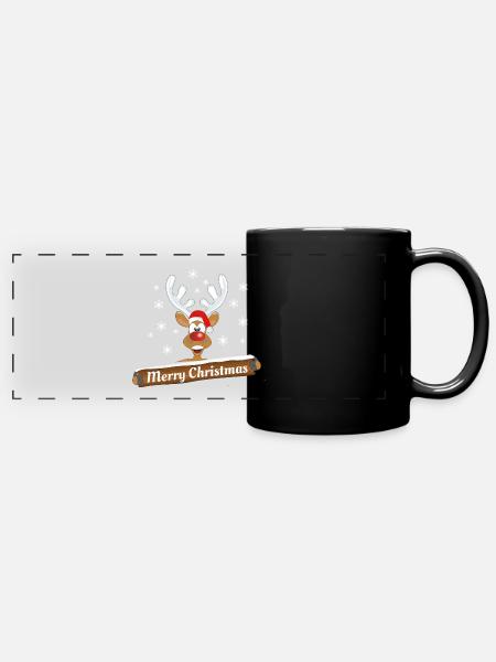 Rudolph Reindeer Merry Christmas - Panorama-Tasse farbig - Schwarz