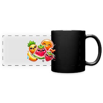 Colorful Fruit Party Style - Full Colour Panoramic Mug - black - Front