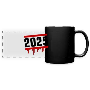 2025 Jahr - Panorama-Tasse farbig - Schwarz - Vorne
