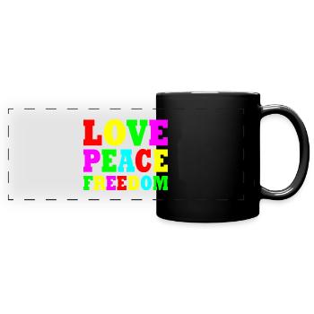 Love peace freedom - Mug panoramique uni - noir - Devant