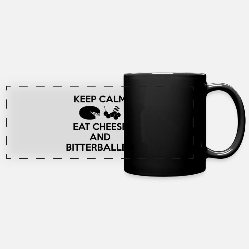 KEEP CALM Eat Cheese and Bitterballen Multi Color - Full Colour Panoramic Mug - black