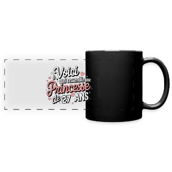 27 Jahre alte Prinzessin - Panorama-Tasse farbig - Schwarz - Vorne