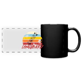 Retro Sunset Longboard Vintage - Full Colour Panoramic Mug - black - Front
