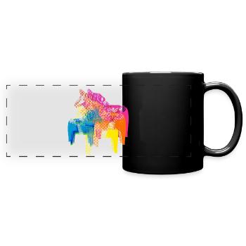 Pop Art Dala Pferde -Weihnachts Pulli Skandi Style - Panorama-Tasse farbig - Schwarz - Vorne