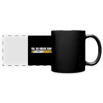 LANGSAM REICHTS - Panorama-Tasse farbig - Schwarz - Vorne