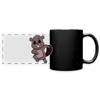 Castor Rongeur Animal Amour - Mug panoramique uni - noir - Devant